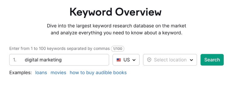 find keywords using SEMrush.